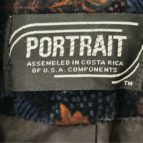 Vintage J.L. deBALL Portrait Velvet Winter Long Coat Mixed Print Size Small - Picture 3 of 6